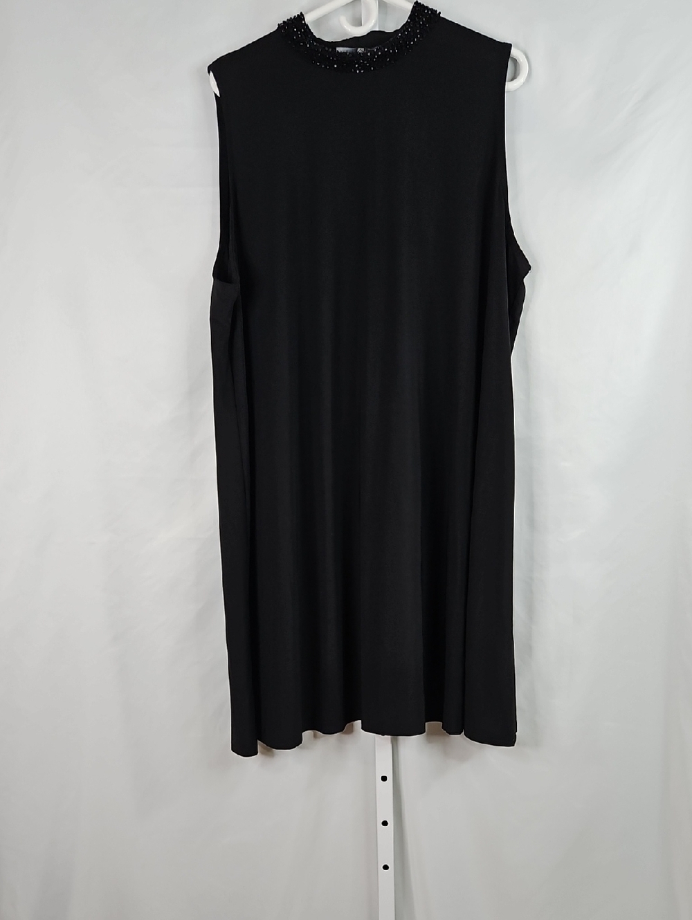 Tiana B Black Beaded Mock Neck Dress Size 24 W Plus Size Little Black Dress LBD